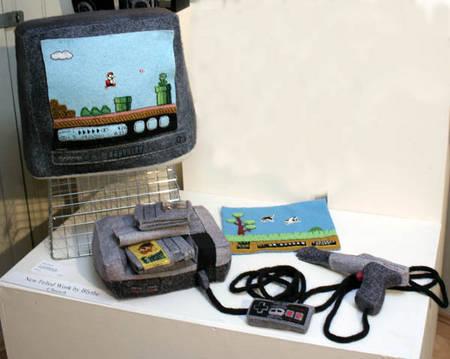 La super nintendo, ses accessoires et sa tv en tricot :o - tricot nintendo